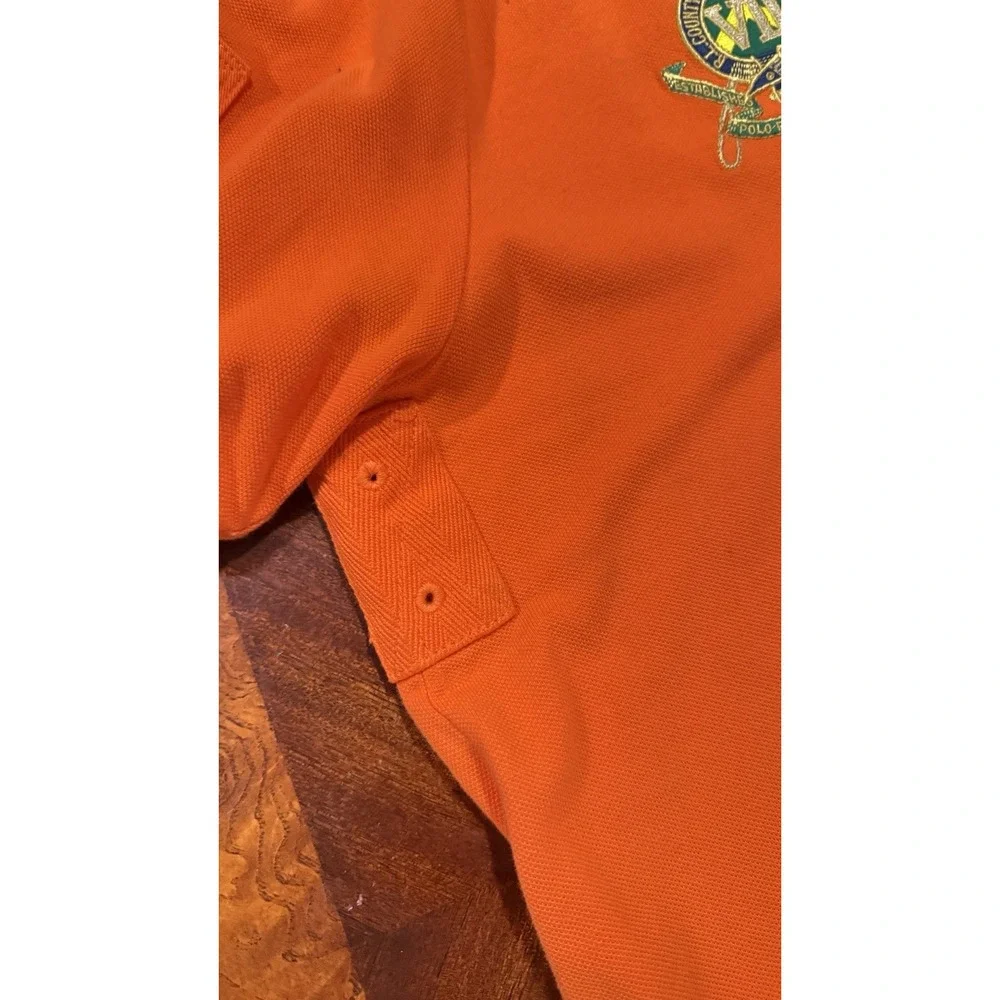 Polo Ralph Lauren Custom Fit Crest Shirt Golf Patch‎ Orange X-Large 100% Cotton